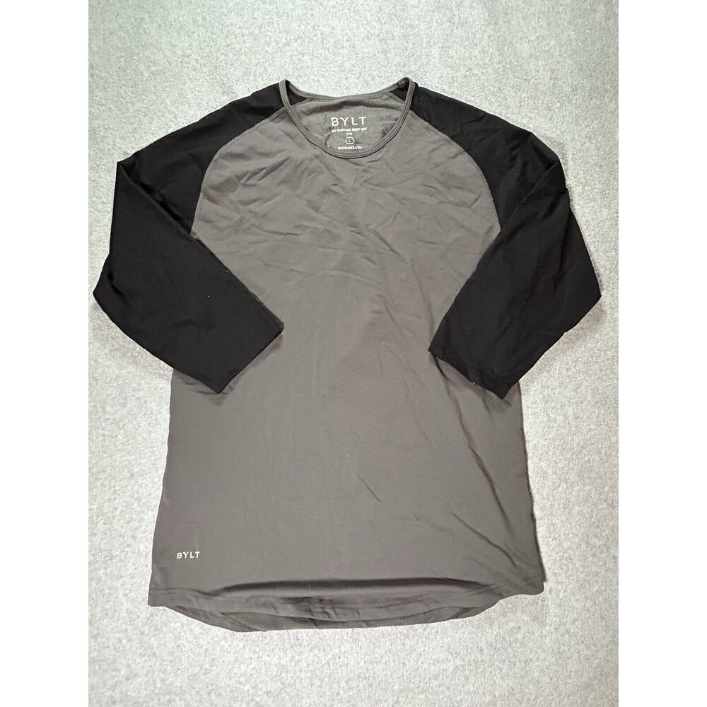 Bylt T Shirt Mens Large 3/4 Baseball Drop Cut Lux Sport Breathable Stretch